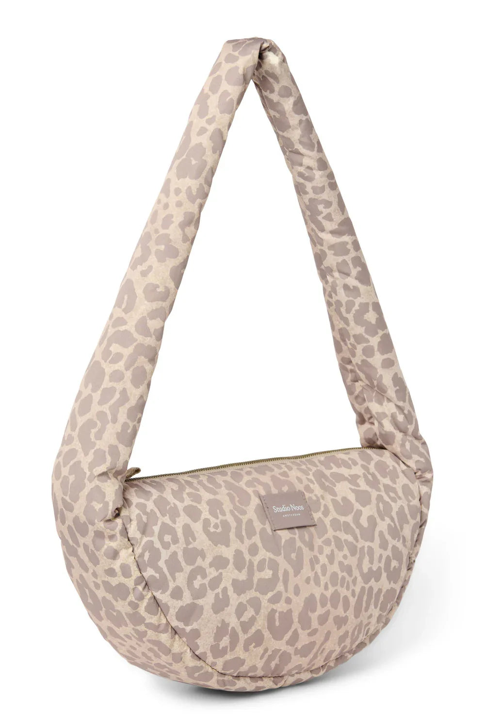 Beige Leopard Puffy Mini Cross Body Bag